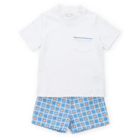 Lila + Hayes - Boy's Pumpkin Plaid Short Set