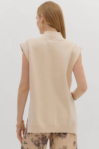 entro Slant Muscle Sweater in cream - women's cardigan - detail view