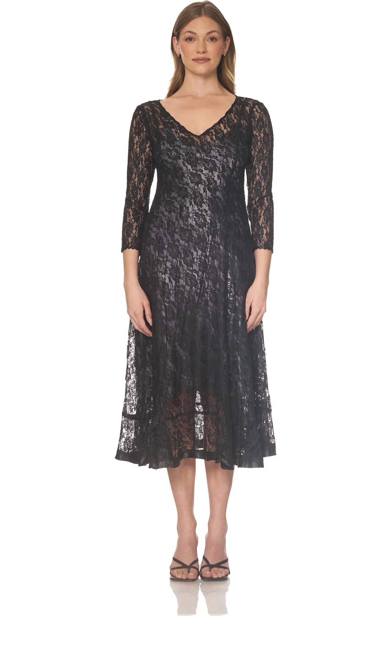 Komarov - Lace Three-quarter Sleeve Dress