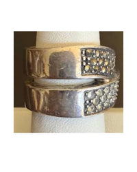 P & K Jewelry Women's Cubic Zirconia And Marcasite Ring in silver - women's jewelry - detail view