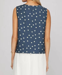 She + Sky - Polka Dot Sleeveless Top