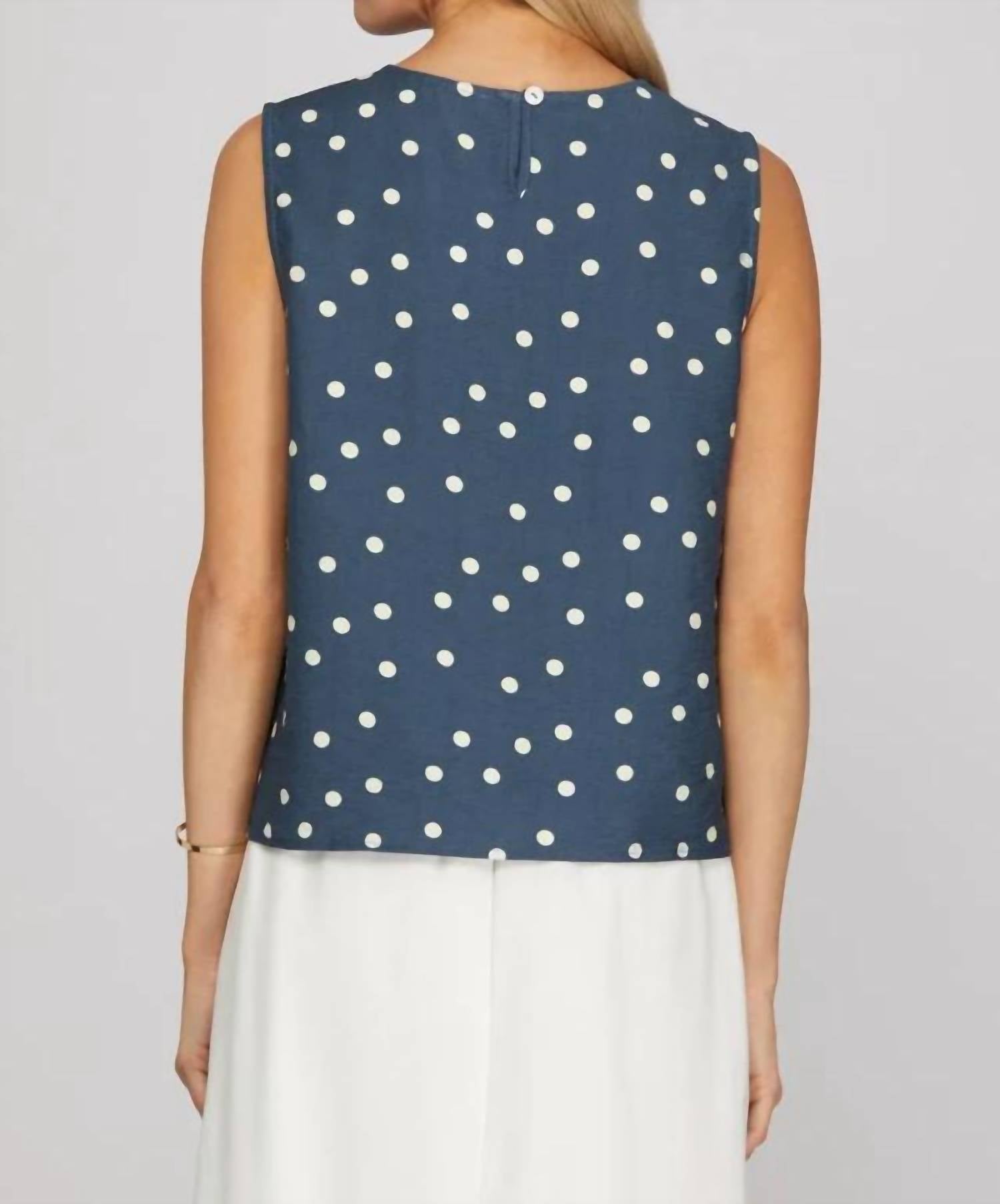 She + Sky - Polka Dot Sleeveless Top