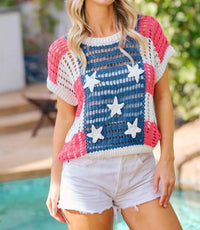 Bibi - Fireworks And Freedom Crochet Top