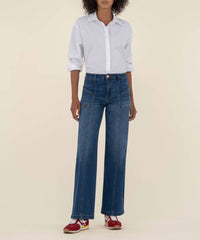 Kut From The Kloth - High Rise Wide Front Seam Patch Front Pockets Jean