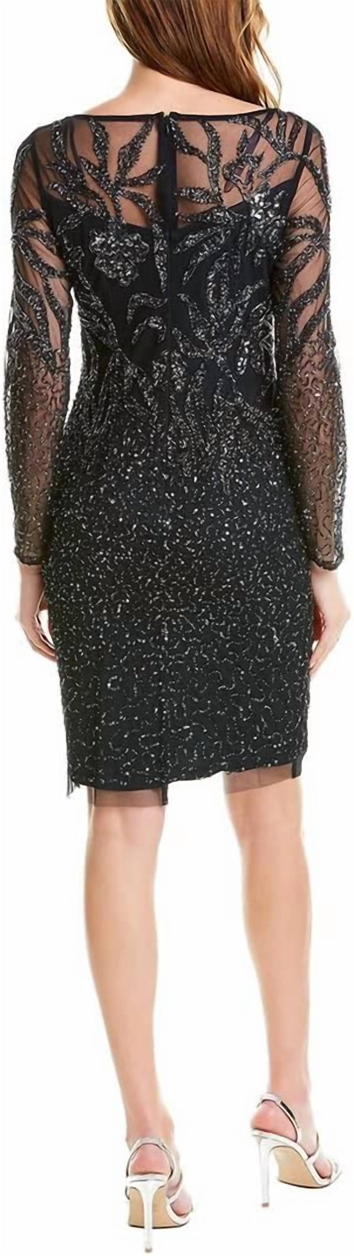 Adrianna Papell - Zipper Back Bodycon Mesh Dress