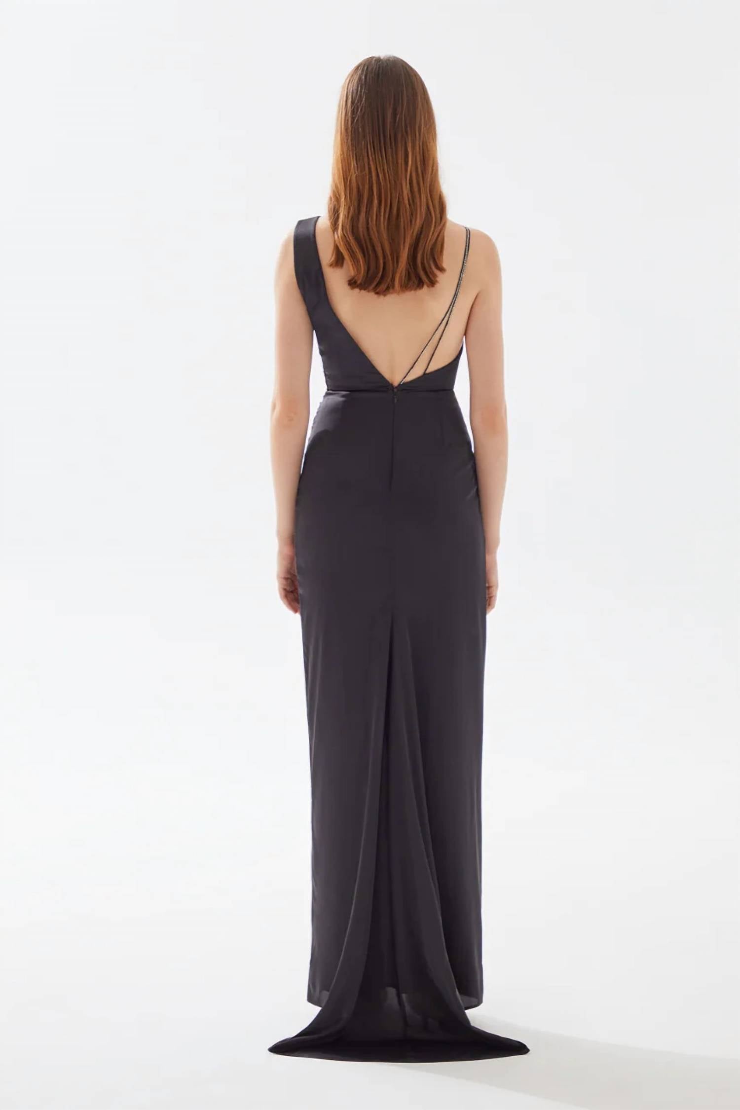 Tarik Ediz - Betty Asymmetrical Shouldered Draped Taffeta Dress