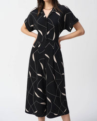 Joseph Ribkoff - Silky Knit Geometric Print Culotte Jumpsuit