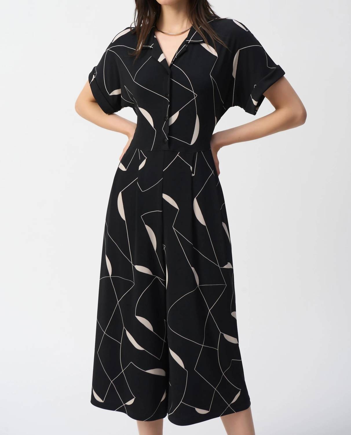 Joseph Ribkoff - Silky Knit Geometric Print Culotte Jumpsuit