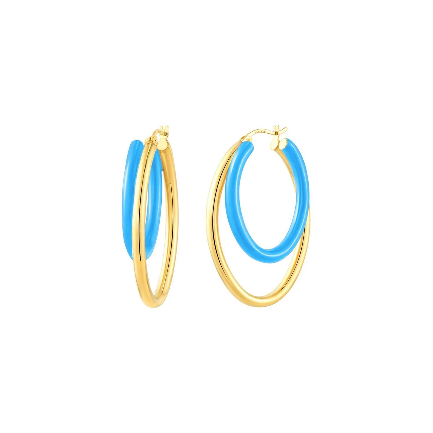Gold & Honey - Women's Enamel Double Oval Hoop Earrings