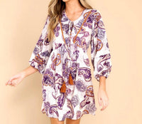 Band Of The Free - Paisley Long Sleeve Mini Dress