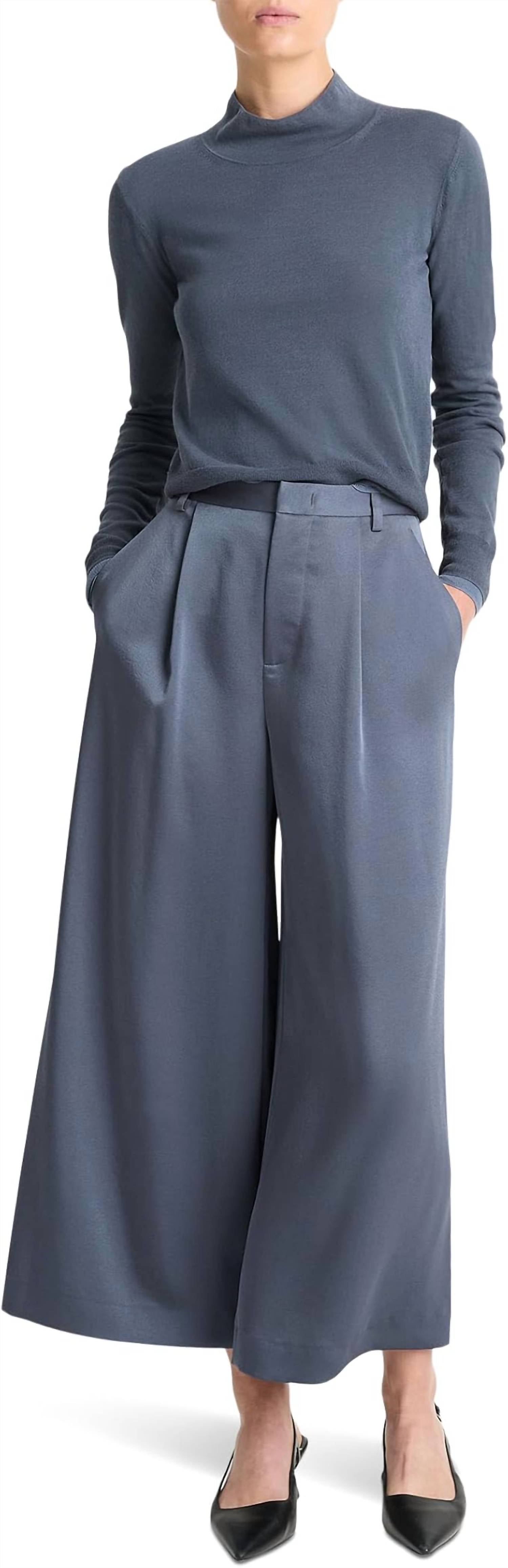 Vince Mid Rise Culotte Trousers in dark water - women's pants