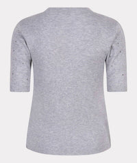 Esqualo - Tessina Rib Short Sleeve Studs Top
