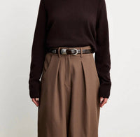 Dehanche Women's Hollyhock Croco Belt in chocolate - women's accessory - alternate view