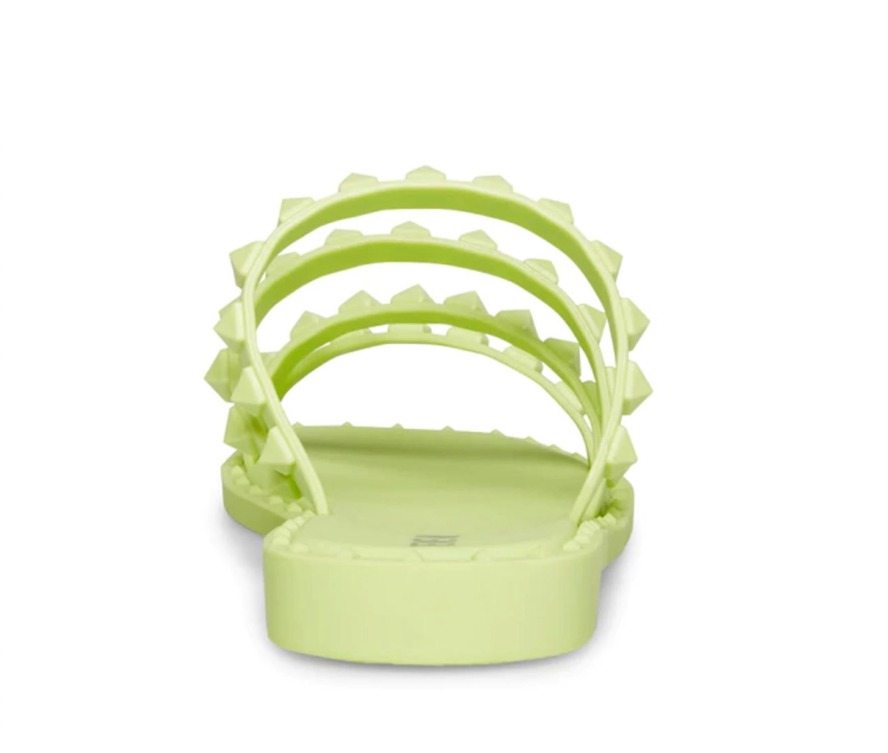 STEVE MADDEN Women's Skyler Strappy Slide Sandal in lime - women's sandal - detail view