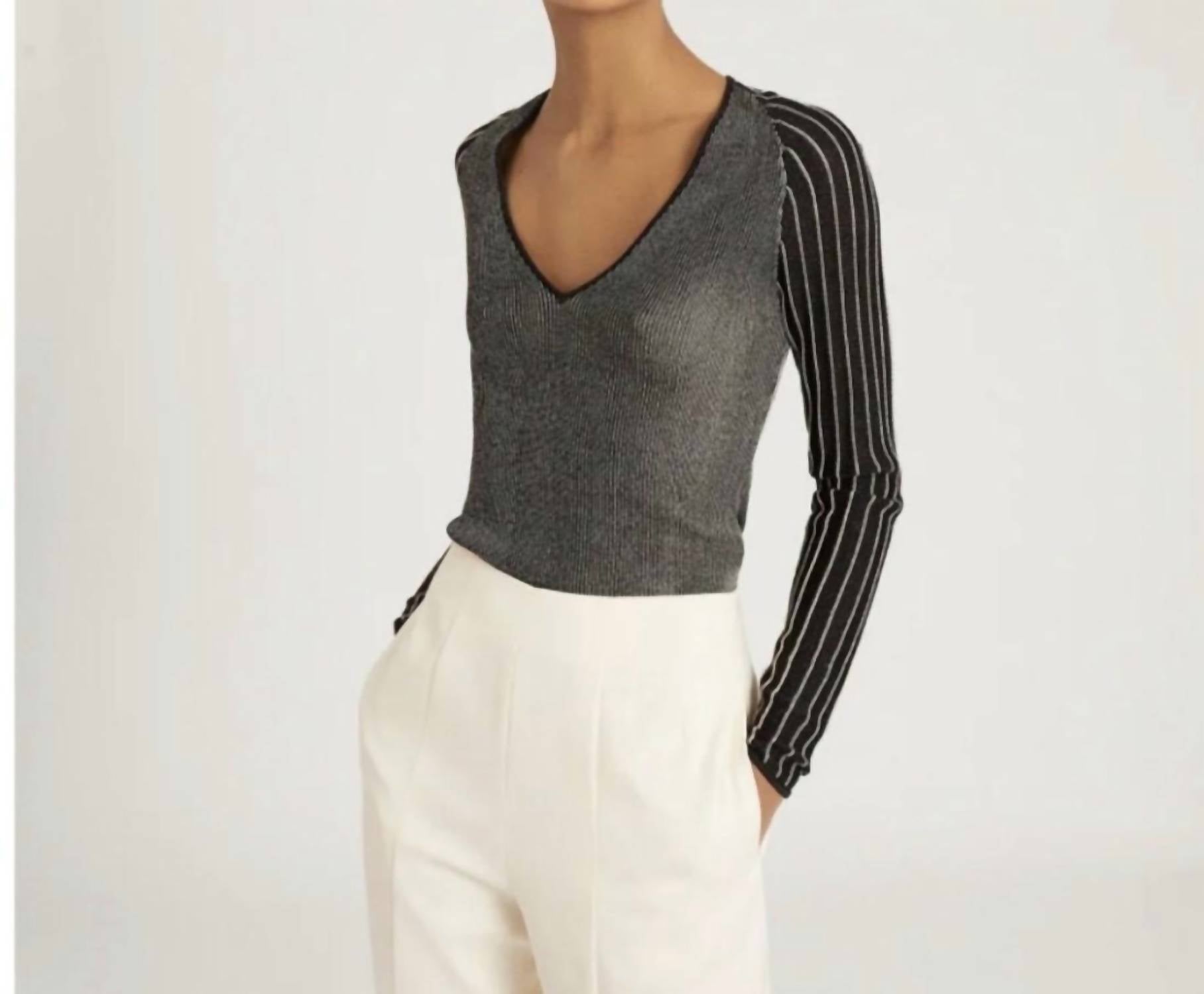 Reiss - Esta Metallic Rib Knit Top