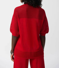 Joseph Ribkoff - Sweater Knit V-neck Puff Sleeve Top