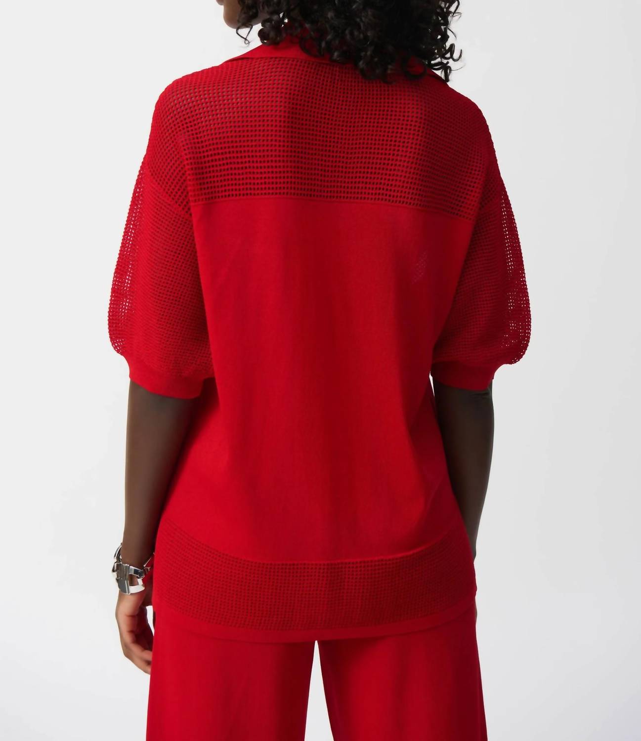Joseph Ribkoff - Sweater Knit V-neck Puff Sleeve Top