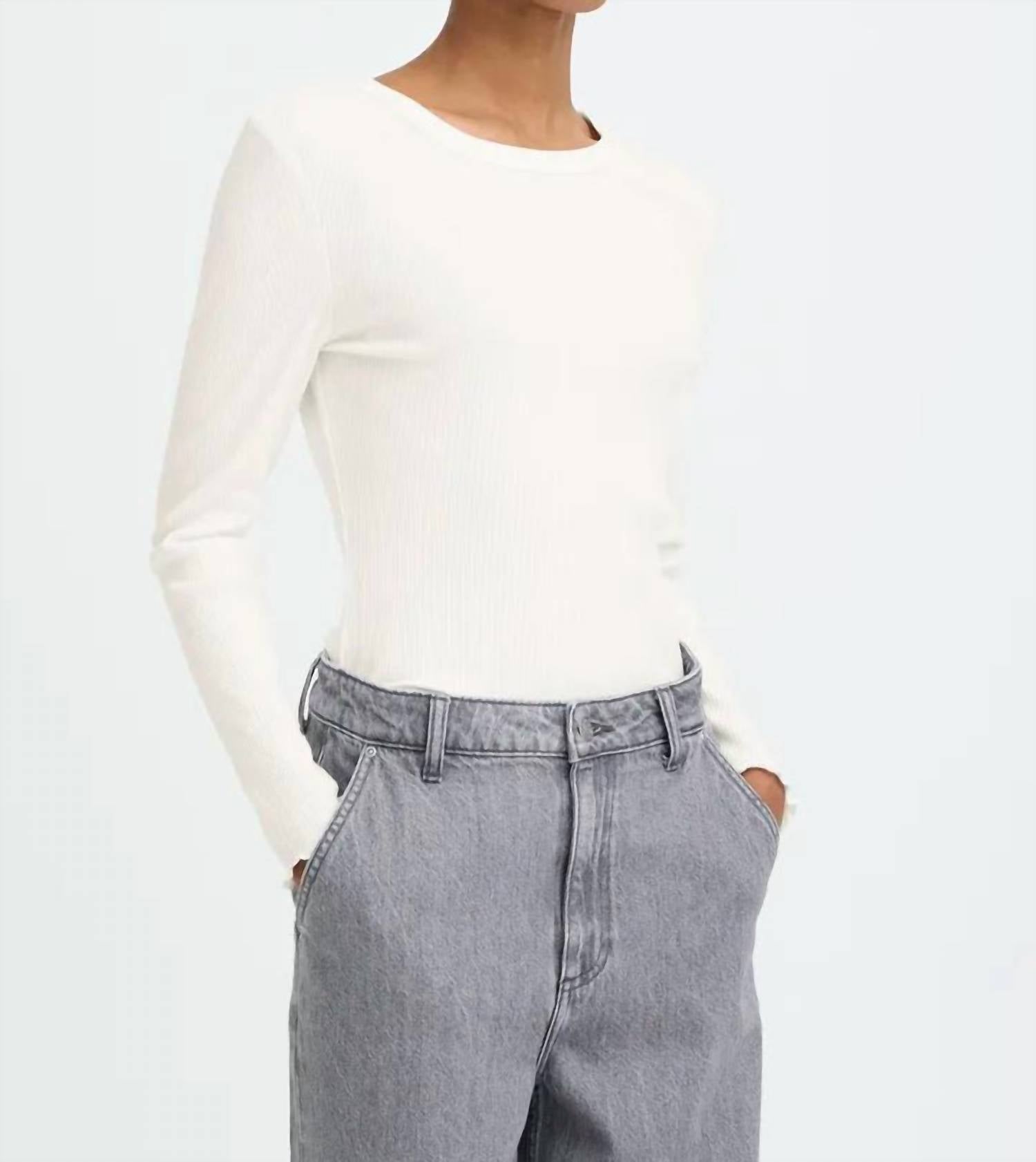 b.young Sinne Long Sleeve Ribbed Tee in pink - women's long sleeve top