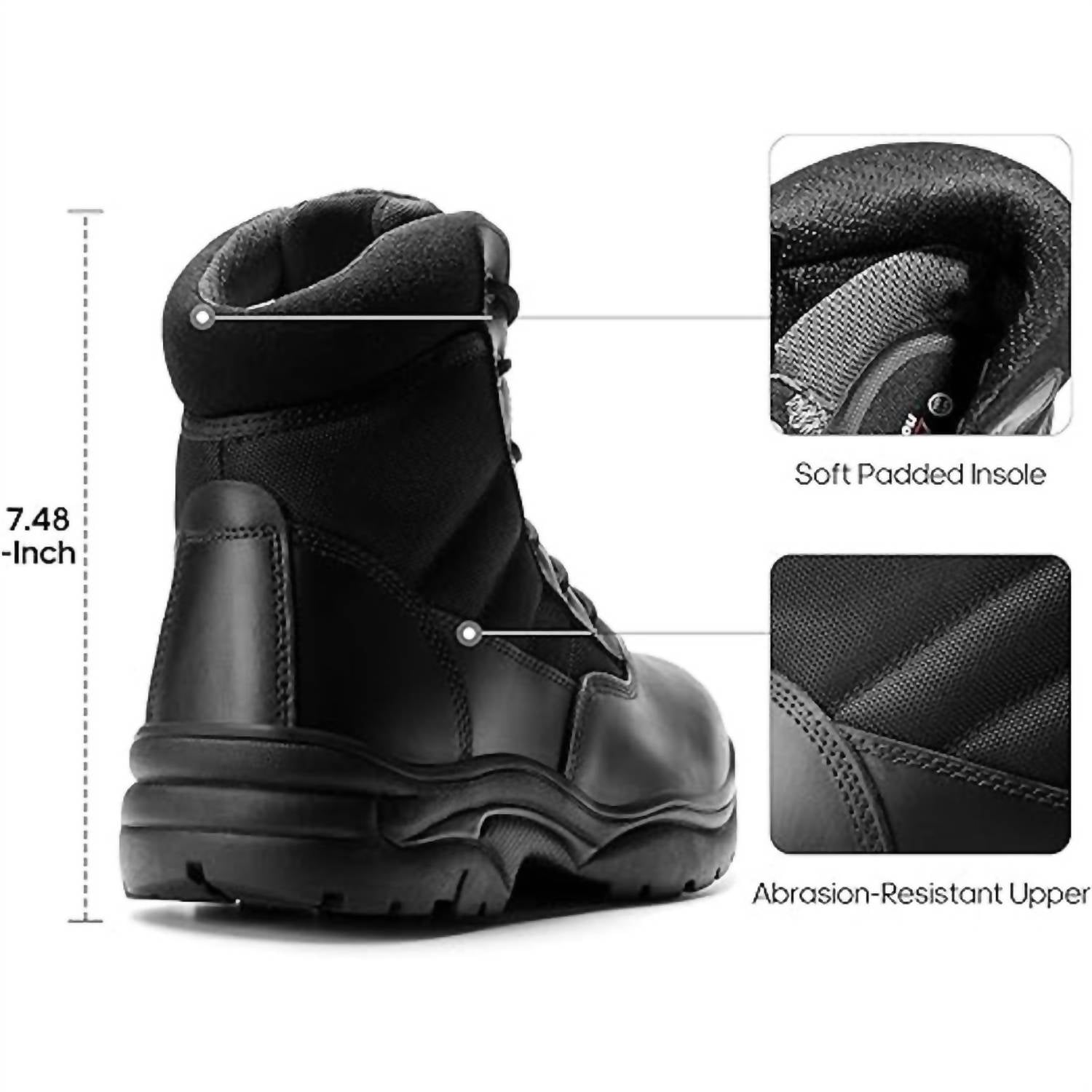 Nortiv8 Men's Faux Leather Lace-Up High Top Waterproof Tactical Boots in black - men's boots - alternate view