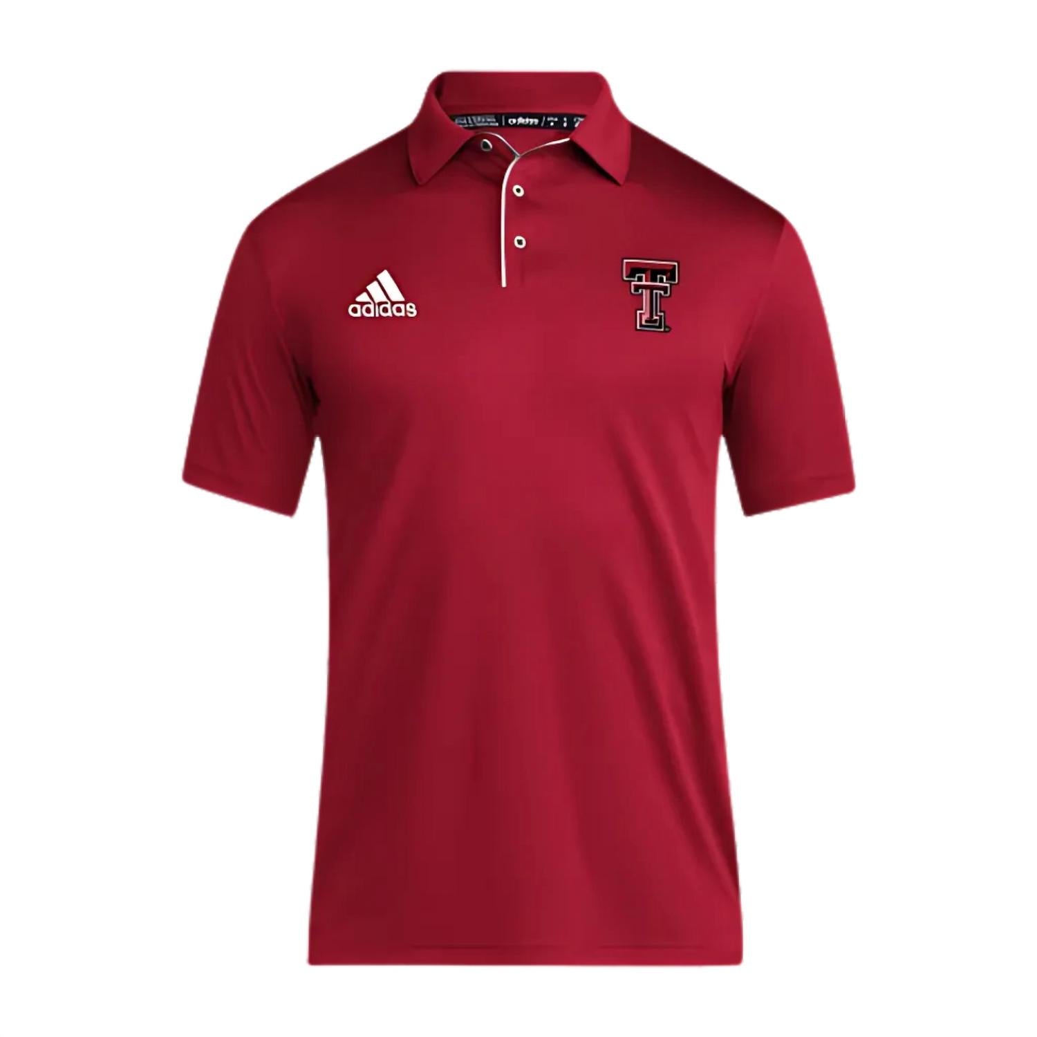 adidas Men's Texas Tech Coach Fashion Polo Shirt in red - men's shirt