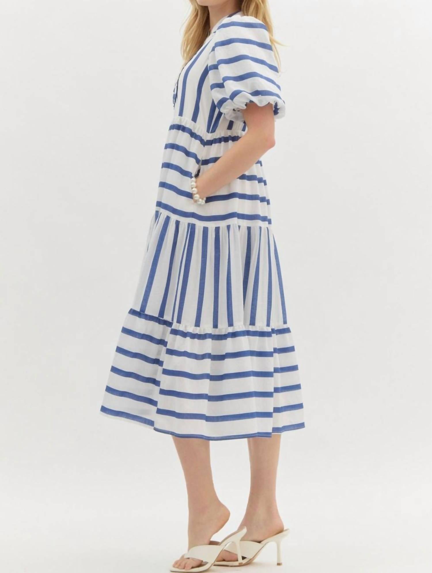 entro Claire Midi Dress in blue - women's dress - alternate view