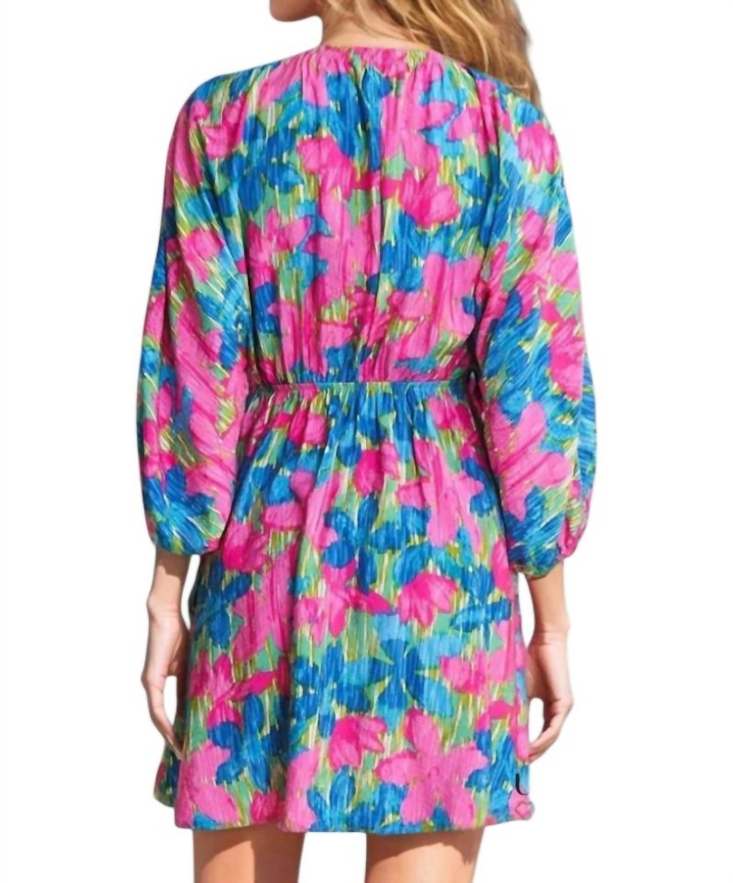 In The Beginning - Erin Floral Printed V-Neck Mini Dress