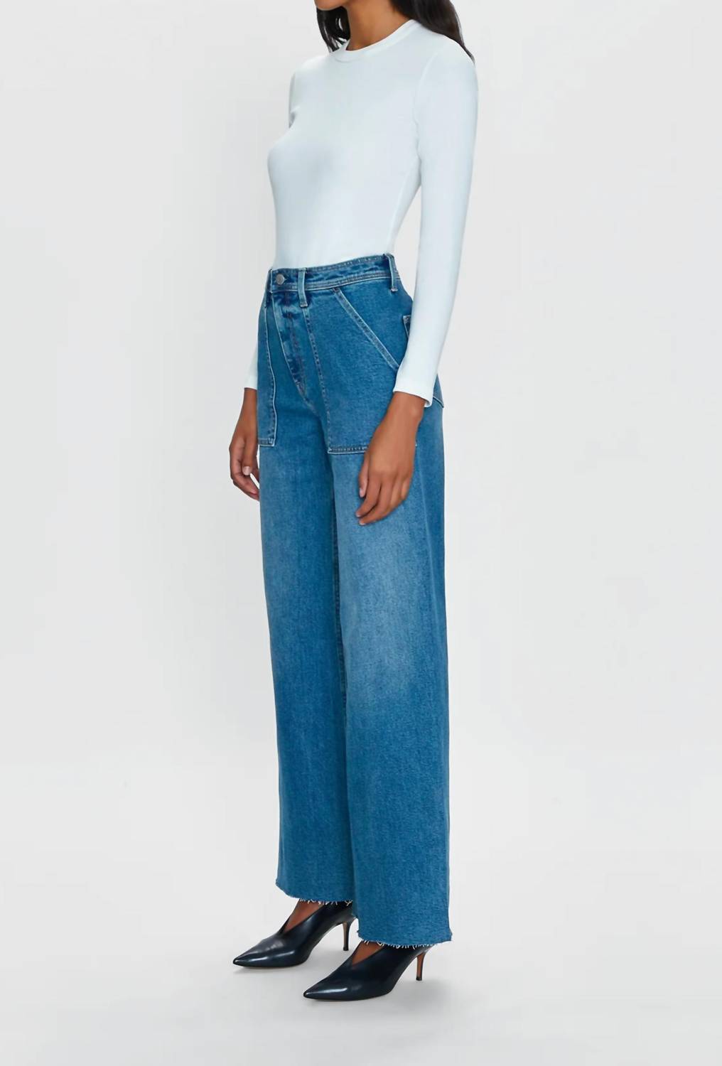 PISTOLA Penny High Rise Wide Leg Jean in canal - women's jeans - detail view