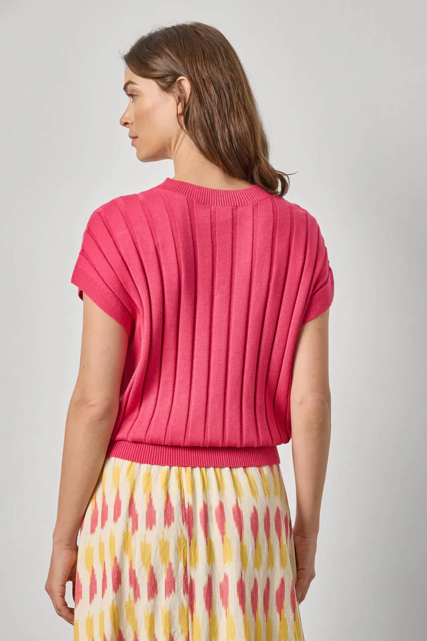 Lilla P - Wide Rib Wedge V-neck Sweater