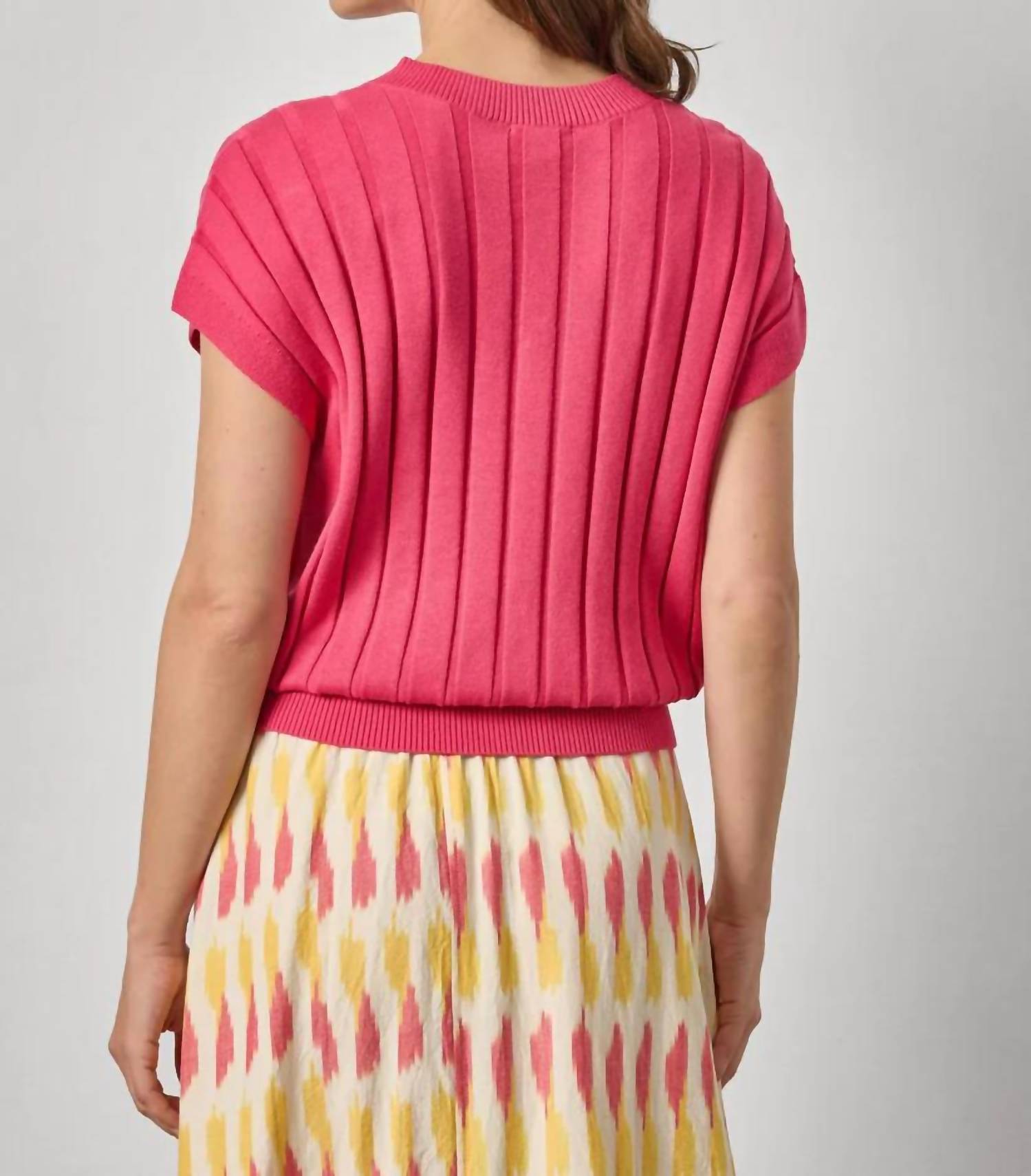 Lilla P - Wide Rib Wedge V-neck Sweater
