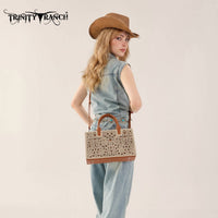 Trinity Ranch - Floral Tooled Leather Western Satchel Tote Bag