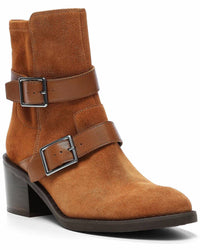 Donald Pliner - Women's Suede Saddle Buckle Straps Moto Boots