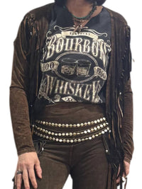 Pat Dahnke - Women's Short V Back Fringed And Feathered Jacket