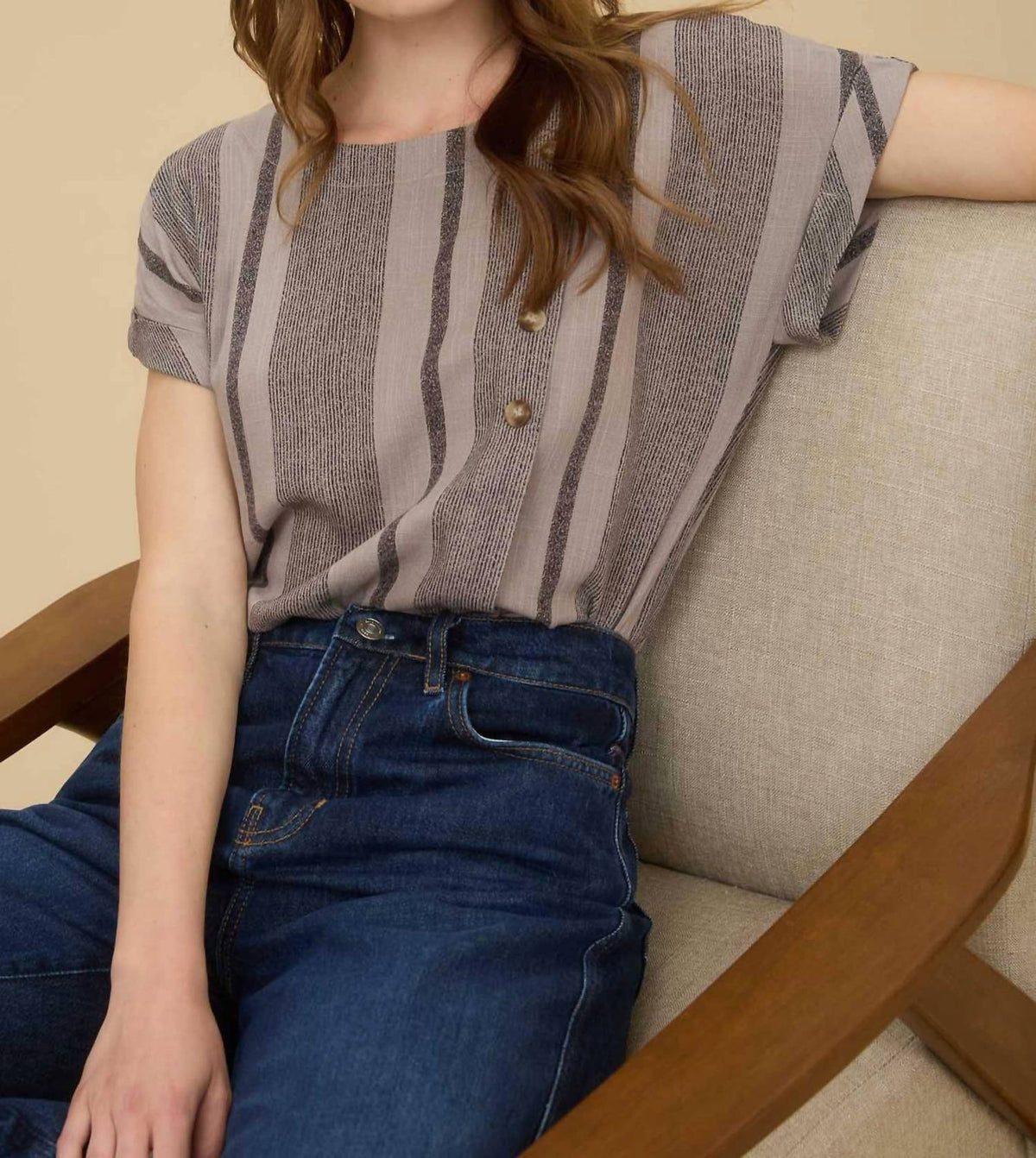 Blu Pepper - Stripe Cuff Sleeve Top