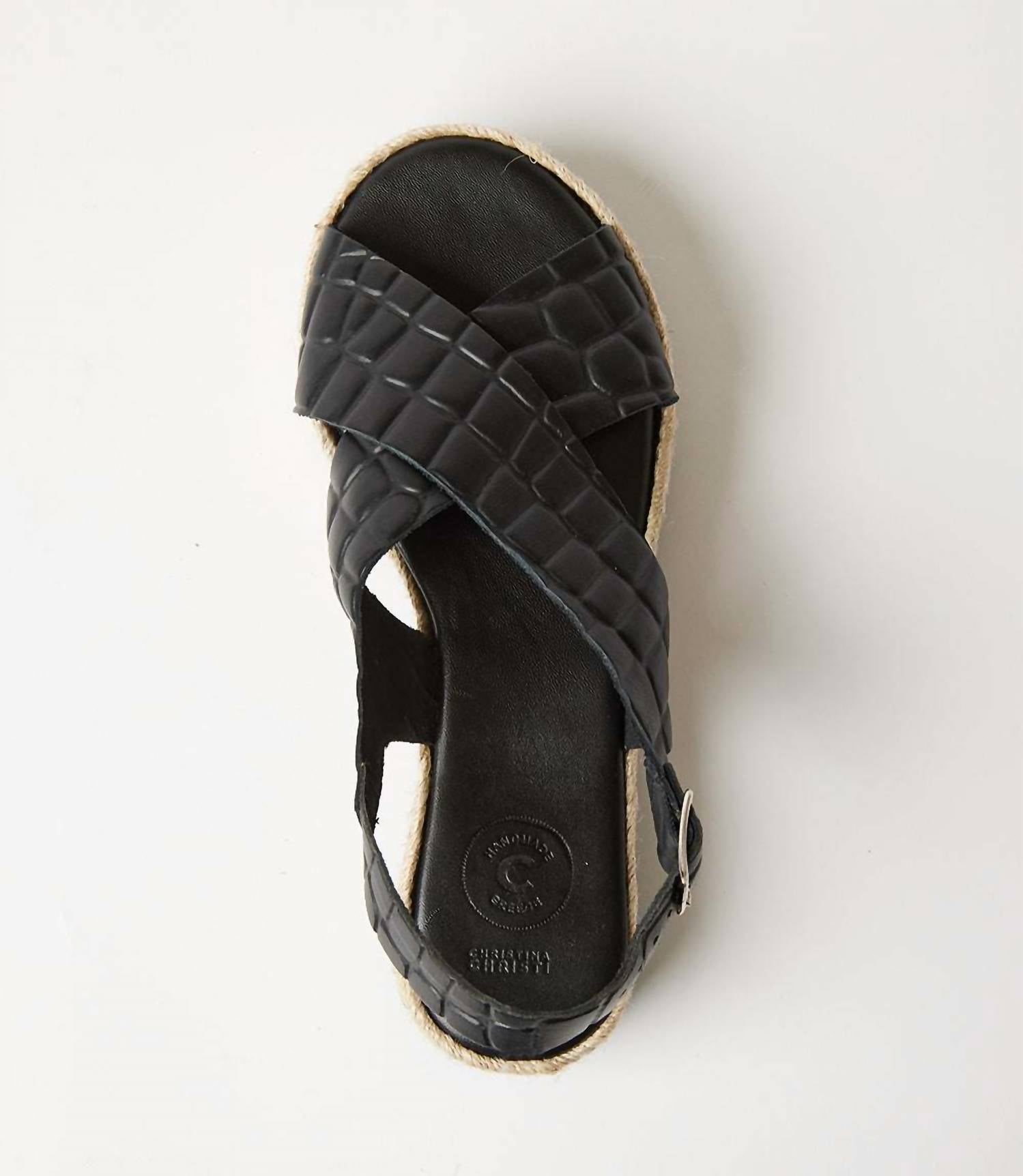 Christina Christi Women's Leather Espadrille Sandals in black - women's sandal - view 4
