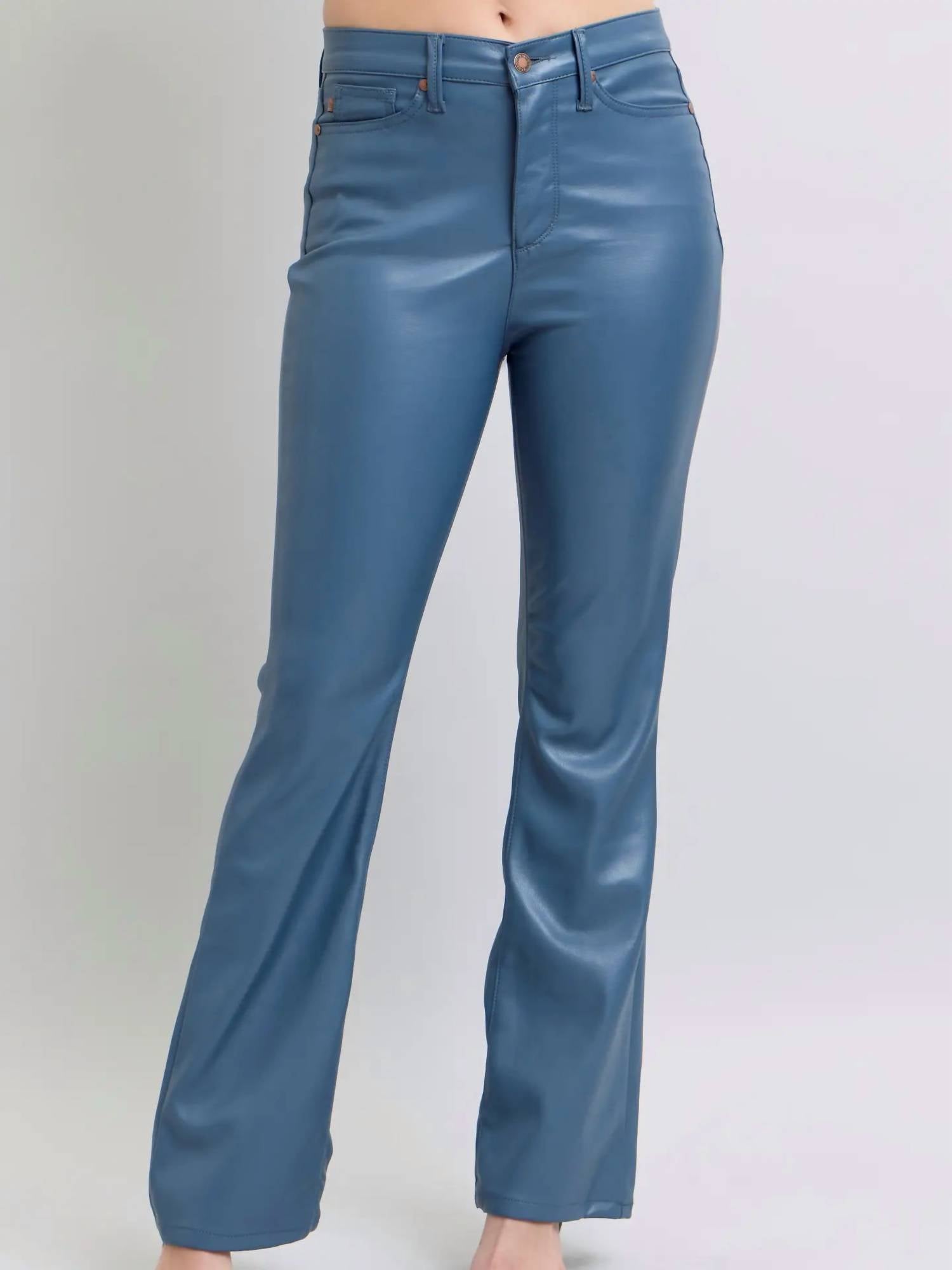Judy Blue - Faux Leather High Waisted Tummy Control Bootcut Pants