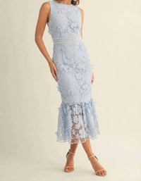 Just Me - 3d Floral Lace Midi Dress