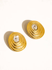 Flanerie By Maiq - Women's Dorée 18k Non-tarnish Oval Cubic Zirconia Stud Earring