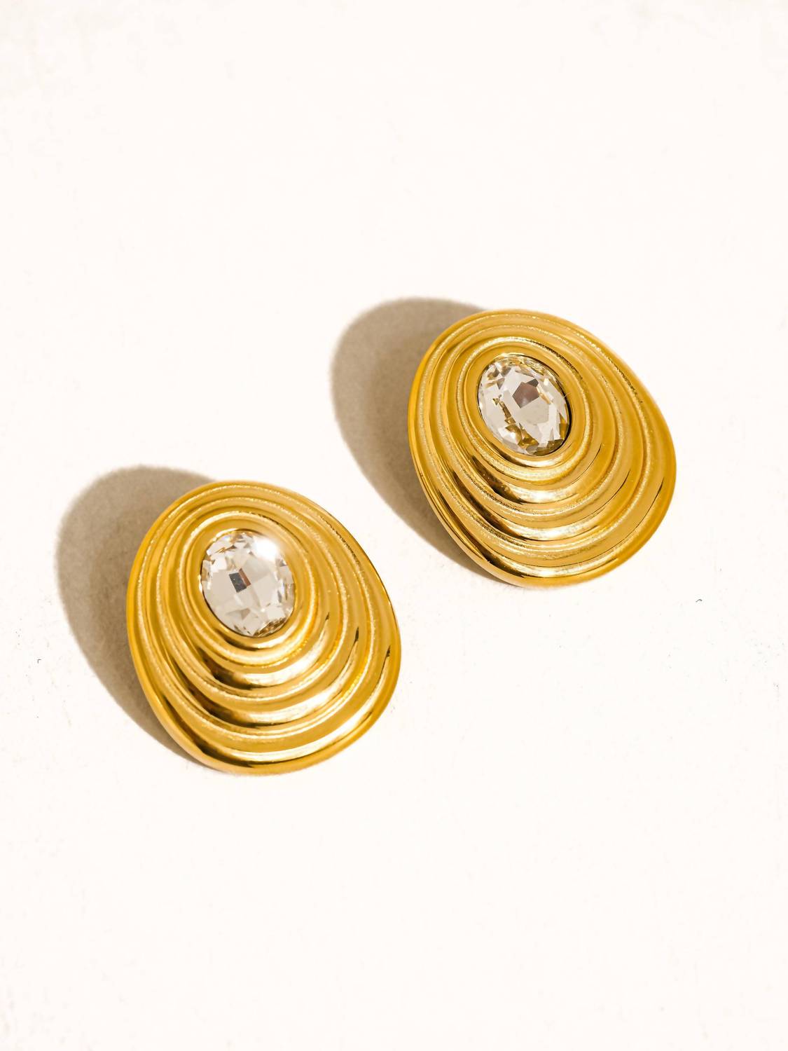 Flanerie By Maiq - Women's Dorée 18k Non-tarnish Oval Cubic Zirconia Stud Earring