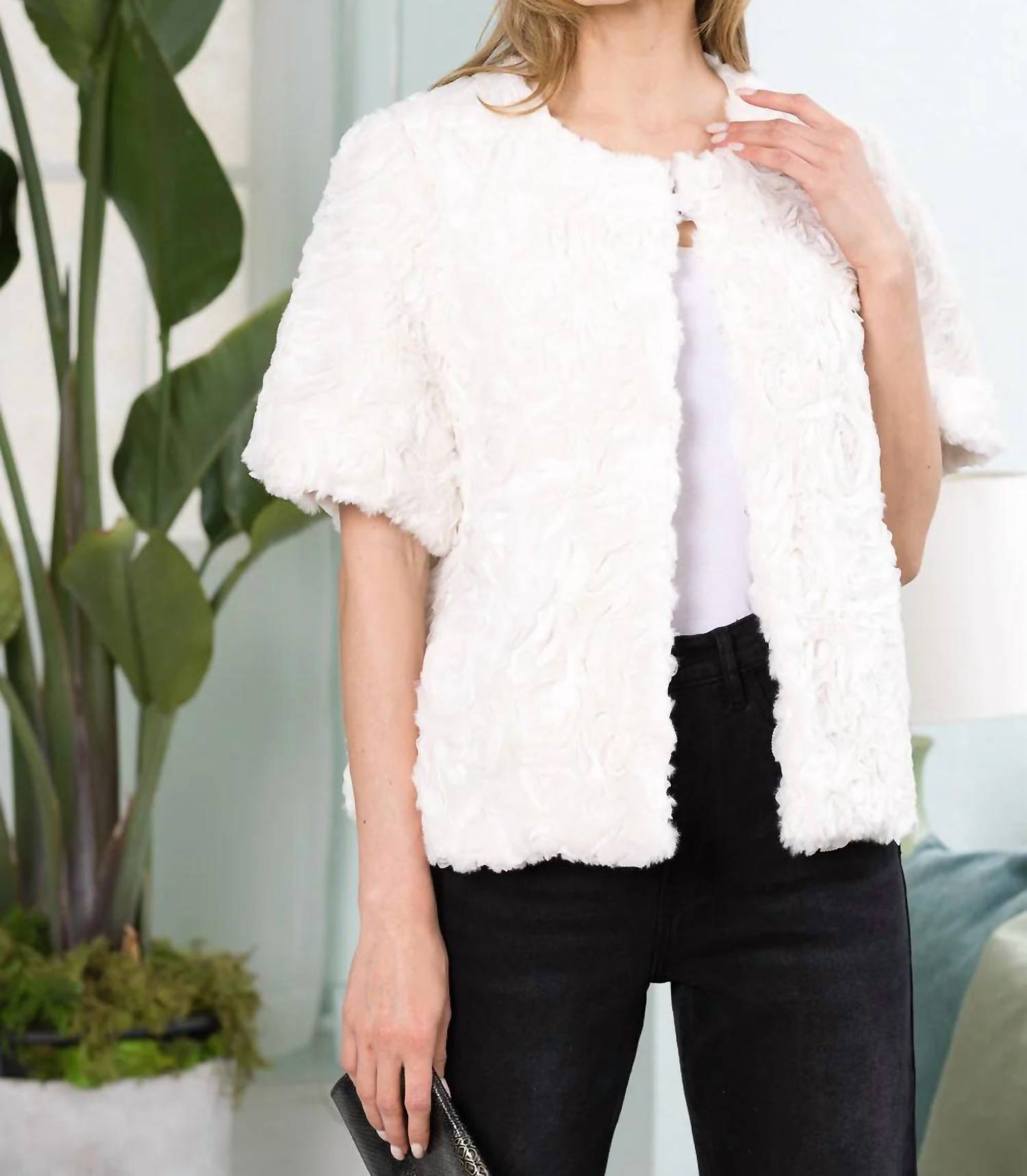 Joh - Jody Faux Fur Flower Swirls Jacket
