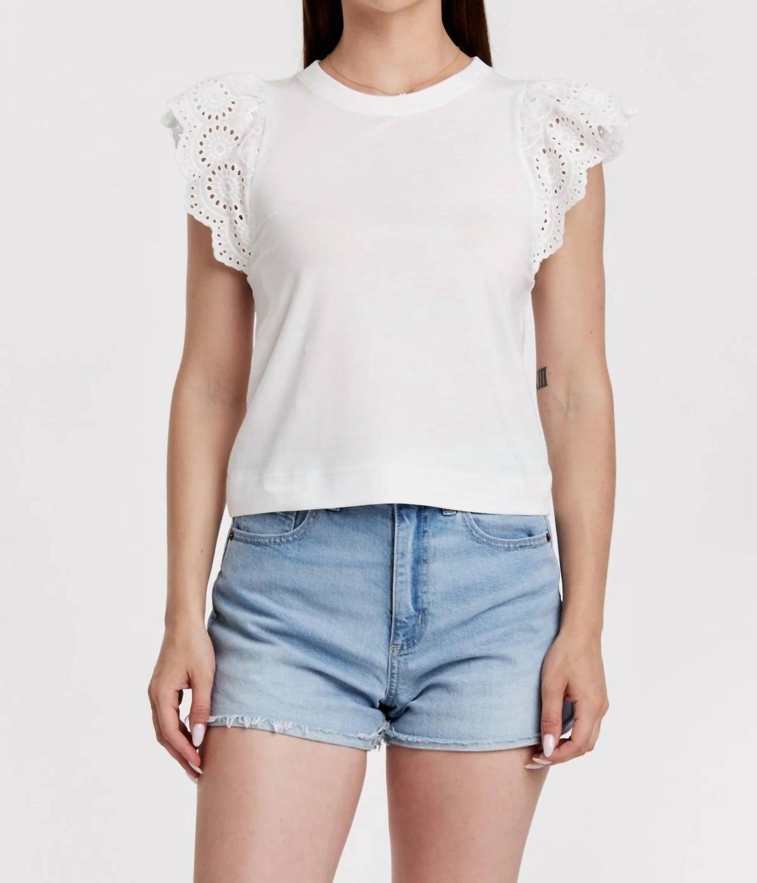 Another Love - Kiara Eyelet Ruffle Sleeve Top