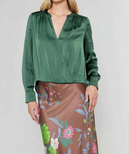 Current Air - mandarin collar surplice blouse