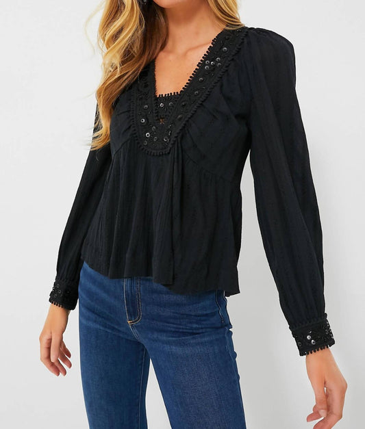 Sea - Charlotte Embroidery Long Sleeve Top