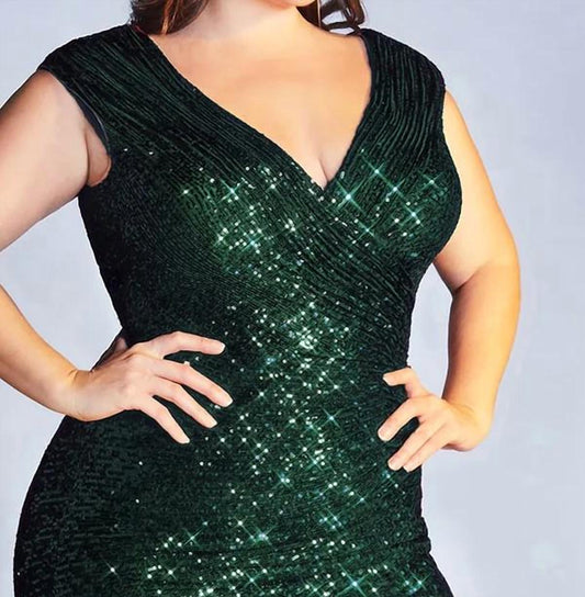 Cinderella Divine - Paris Sequin Slit Dress - Plus