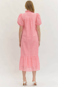 Entro - Eyelet Puff Sleeve Midi Dress