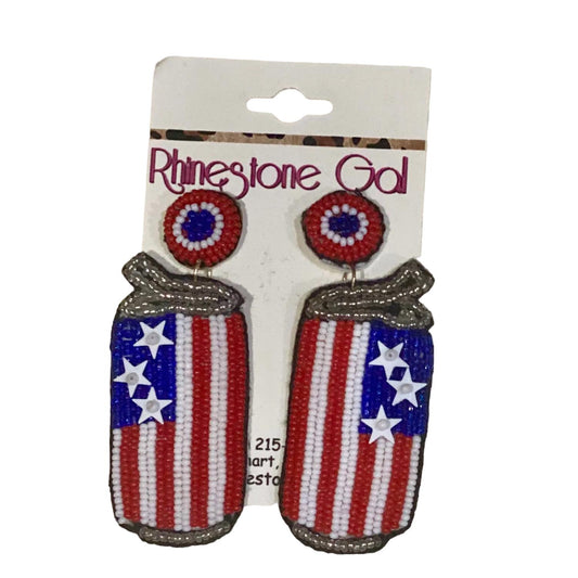 Wholesale Accessory Market - Patriotic USA Can Seed Bead Earrings