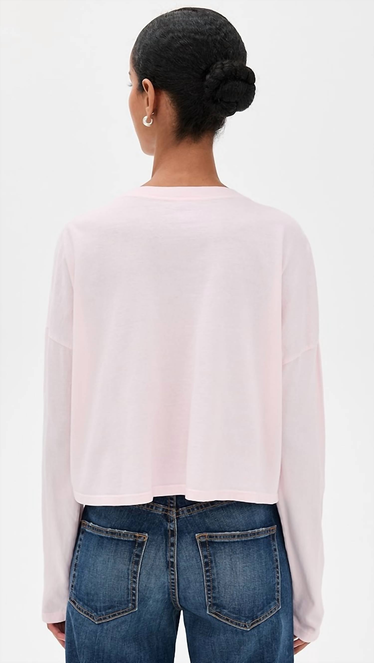 ASKK NY Crop Long Sleeve Top in giggle water - women's long sleeve top - detail view