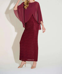 Joseph Ribkoff Signature Novelty Sheath Dress in merlot - women's dress
