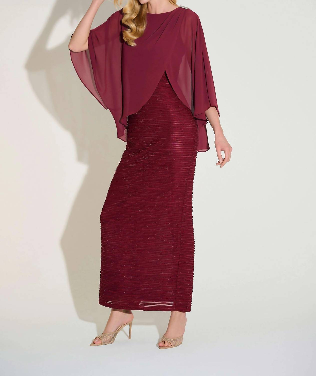 Joseph Ribkoff Signature Novelty Sheath Dress in merlot - women's dress
