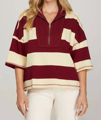 She + Sky - Striped Knit Boxy Top
