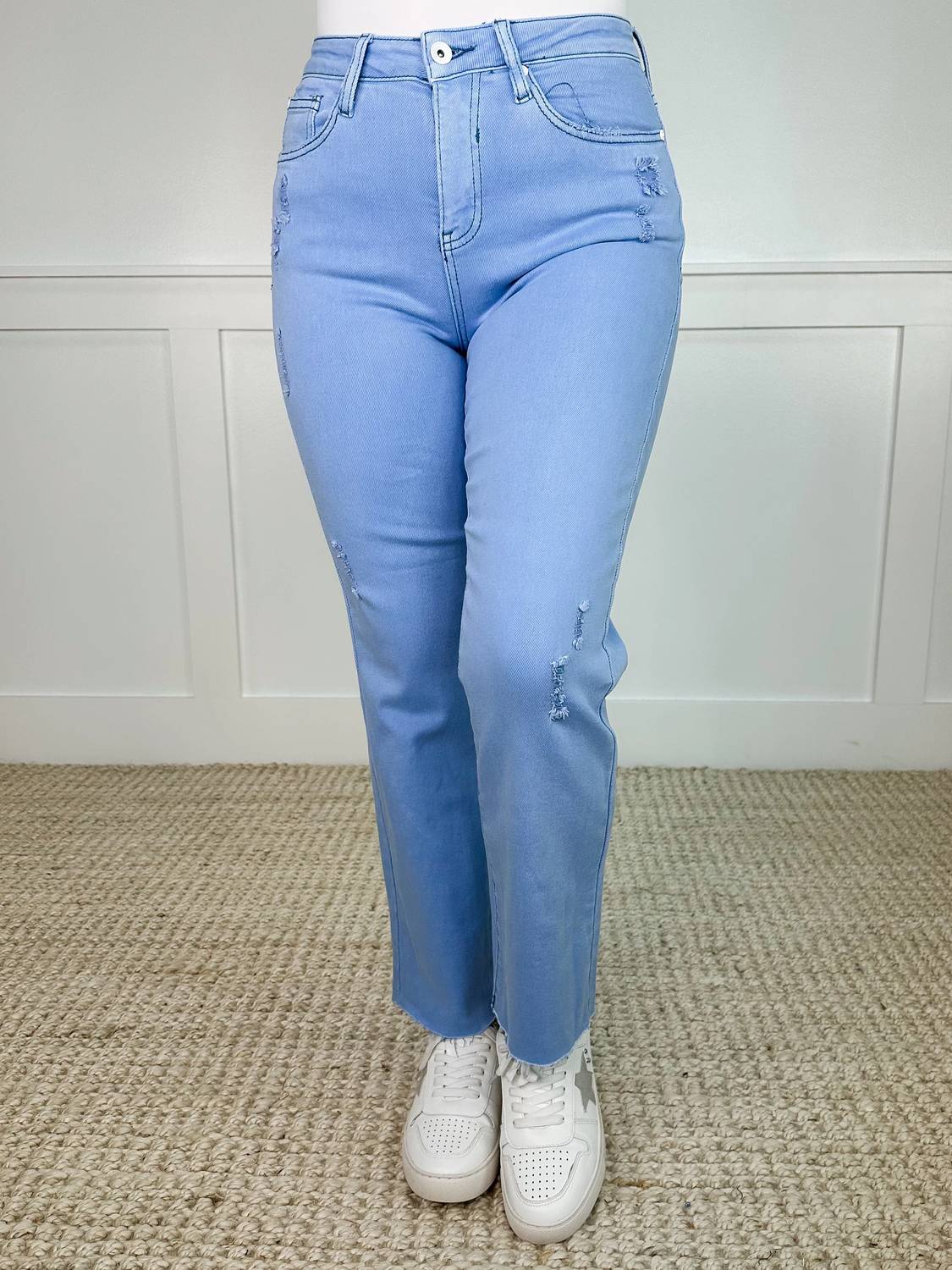 Saige Denim - Girl You Look Cute Distressed High-rise Raw Hem Dad Jeans